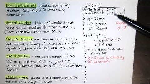 3. More DE terminology - particular, general, singular, trivial, and families of solutions