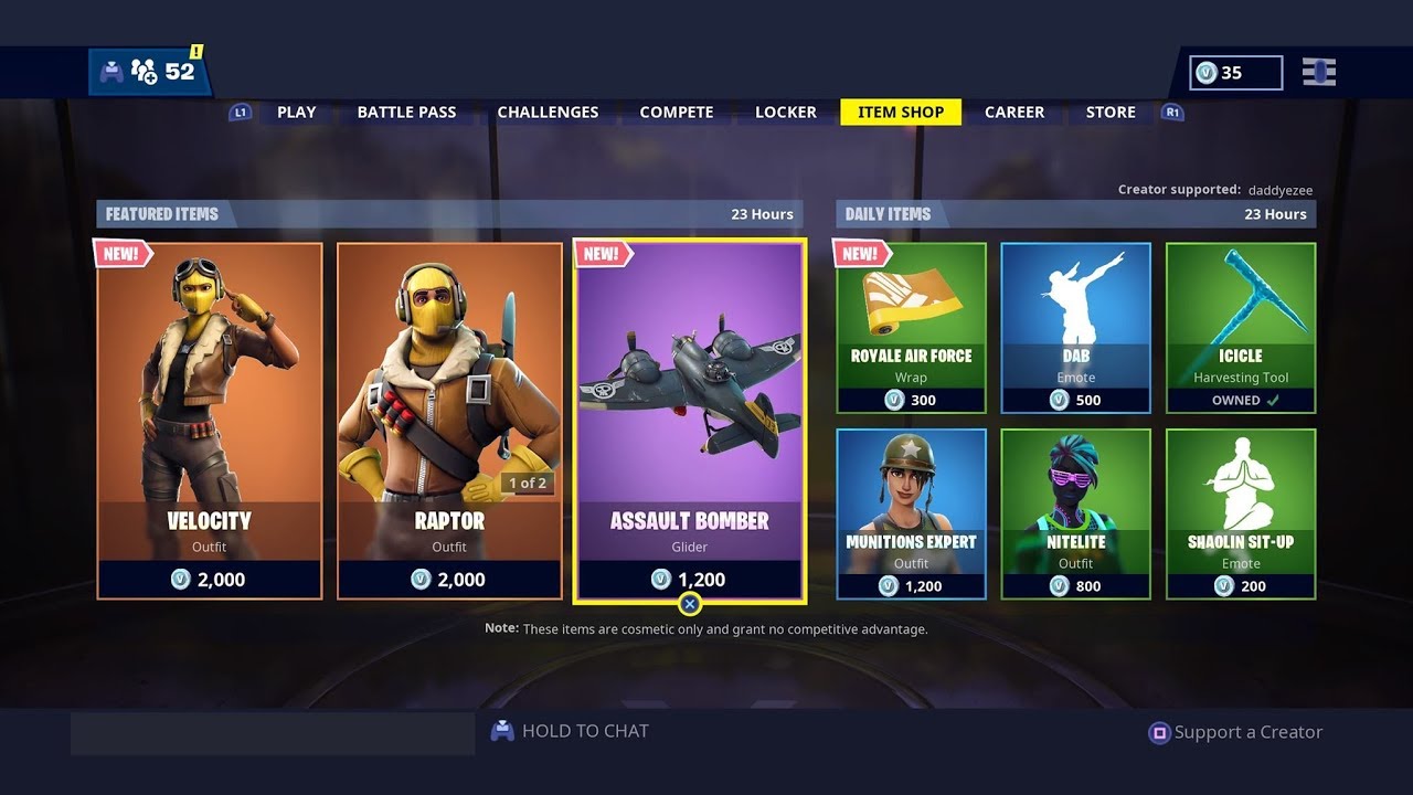 Fortnite New Item Shop Velocity Raptor Skin Assault Bomber Glider Royale Air Force Wrap Youtube Fortnite Raptor Skin Glider Fortnite Raptor Skin Glider Fortnite New Item Shop Velocity Raptor Skin Assault Bomber Glider Royale Air Force Wrap Youtube