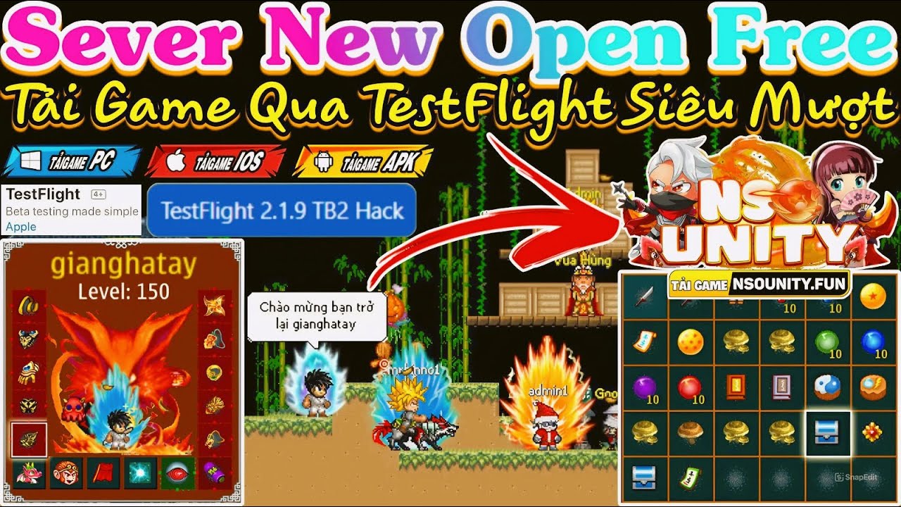 Ninja School Online Lậu OPEN Miễn Phí Khá Đông IOS Tải Về Qua TestFlight Siêu Mượt Đầy Đủ Tính Năng