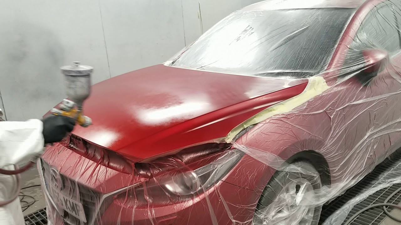 صباغة مازدى mazda3 41v red soul. من اصعب الوان سيارات - YouTube