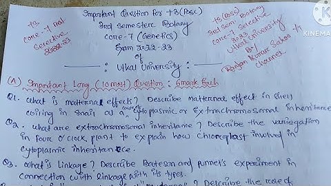 +3 Bsc 3rd Sem Botany Core-7(Genetics) Important Questions 2022-23 | Top 10 Important Long Question