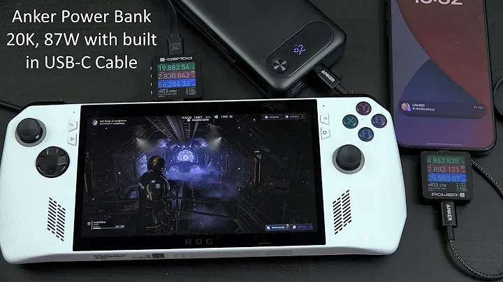 Anker Power Bank, 20,000mAh Portable Charger with Built-in USB-C Cable, 87W Max Fast Charging