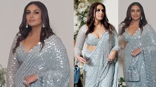 Huma Qureshi Look Awesome In Saree At Manish Malhotra Diwali Party