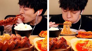 Mukbang Giant Bacon|통 삼겹살과 비빔면 먹방|흰밥,김치|Korean Spicy Noodles Real Sound Eating Show [SIO ASMR 시오]