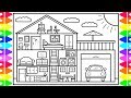 How to Draw a House Step by Step 🏡🚗House Drawing Design | House Coloring Pages for Kids