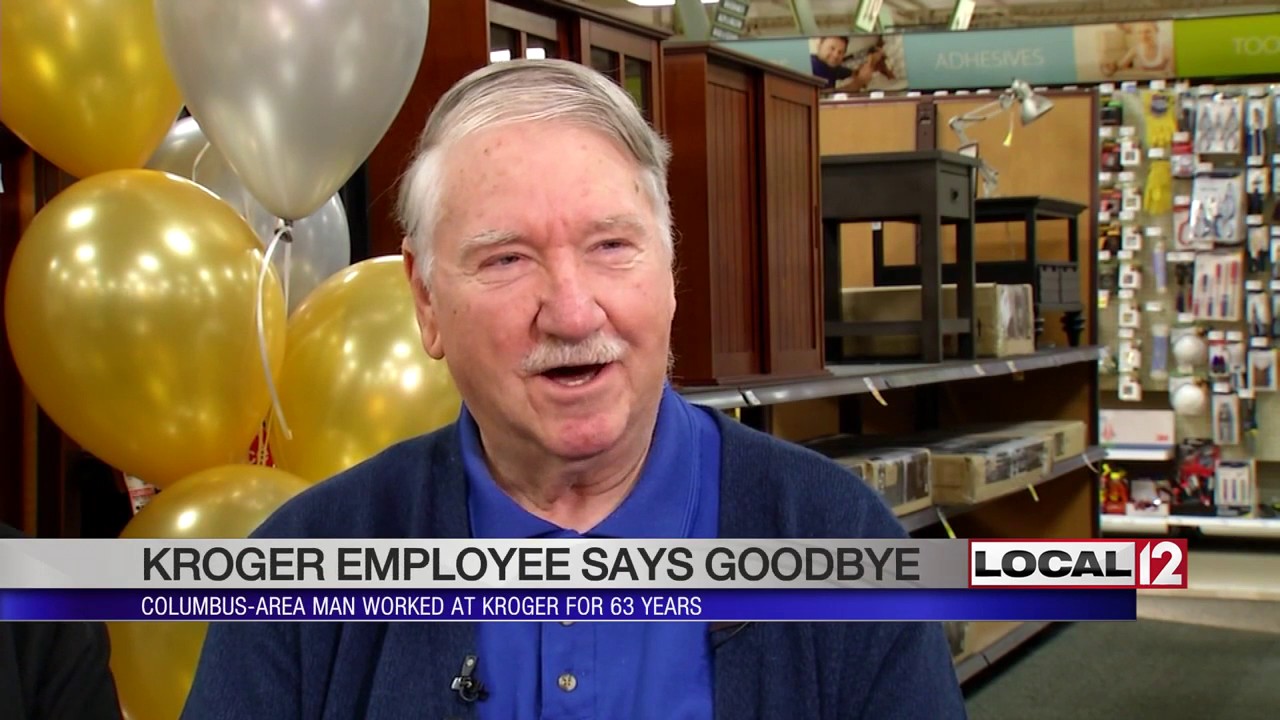Kroger employee says goodbye after 63 years with company - YouTube