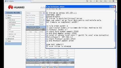 Creare Port Forward pentru Redirecte (Huawei EchoLife HG520b)