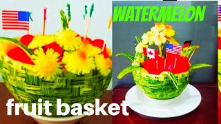 Watermelon Fruit Basket Easy🍉#watermeloncarving #fruitbasket #fruitcarving