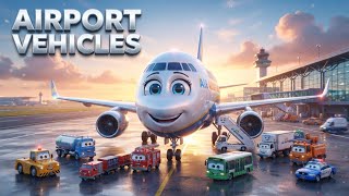 Airport Vehicles for Kids ✈️ | Airplane Tug, Fuel Truck, Airport Bus & More! | Fun Learning Song