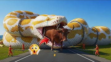 🐍🔥 Brave Heroes Battle Giant Python to Save Autistic Bull! 🐂💥