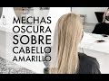 Mechas oscuras sobre cabello amarillo naranja - tutorial