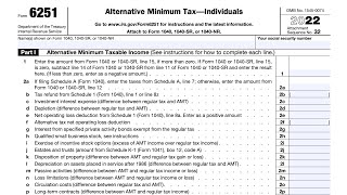 IRS Form 6251 walkthrough (Alternative Minimum Tax For Individuals)
