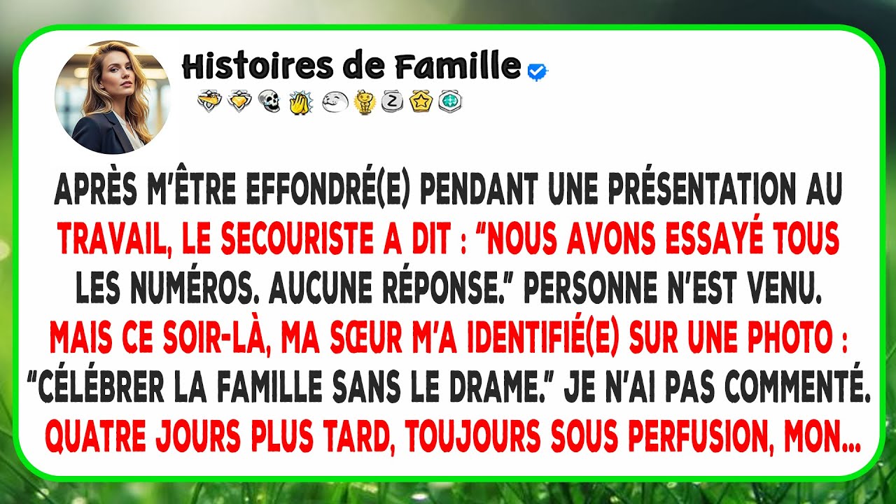 J’étais allongé dans un lit d’hôpital, seul, après m’être effondré en pleine présentation devant mon patron et le PDG du plus gros client de ma carrière. Le médecin venait de m’annoncer que mon...
