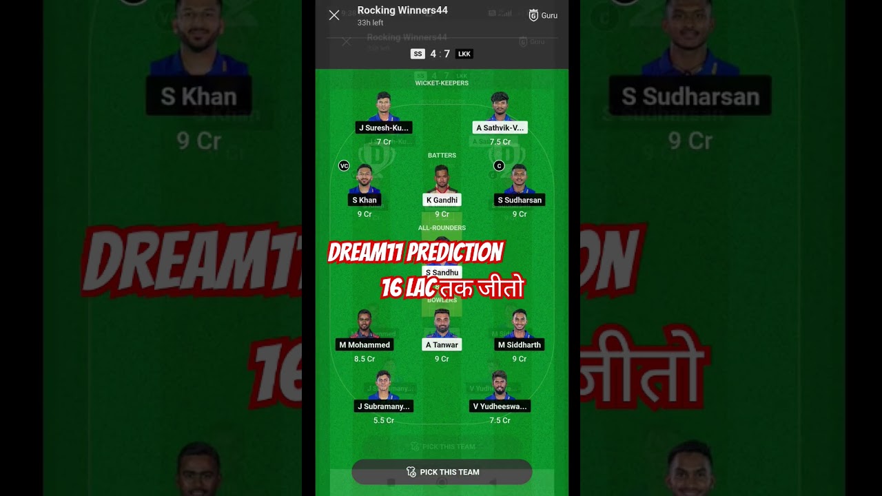 SS VS LKK DREAM11 PREDICTION|SS VS LKK DREAM11 MATCH|SS VS LKK DREAM11 TEAM|SS VS LKK DREAM11