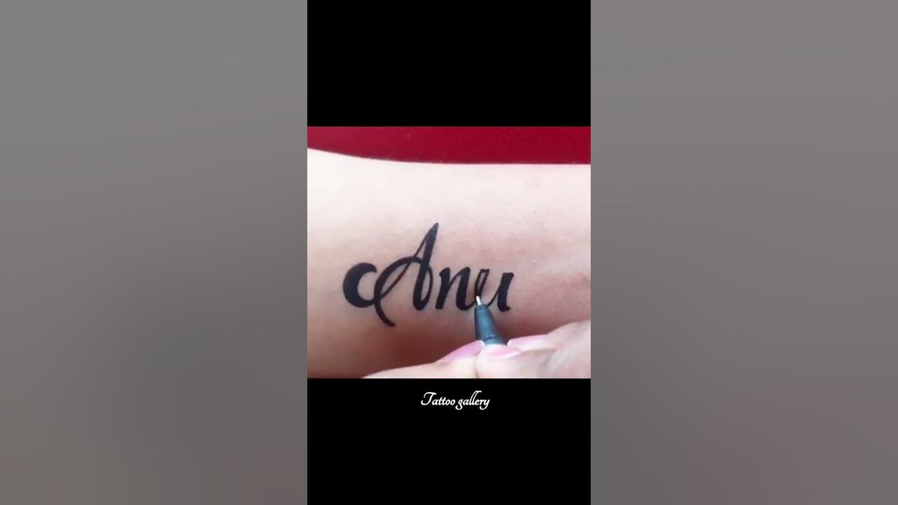 Anu' name beautiful tattoo with heart #shorts #trending #love ...