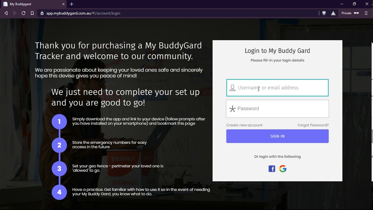 How to log in and out from My Buddy Gard