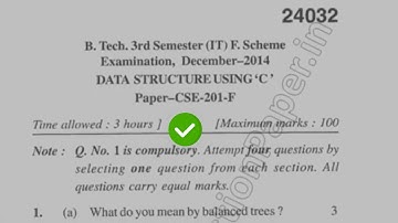 2014 Mdu BTech CSE 3rd Sem Data Structure Using C Question Paper