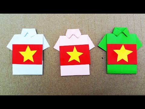 Hướng dẫn gấp áo sơ mi bằng giấy in hình lá cờ Việt Nam | Trò Chơi Cho Bé Gái | Foci