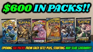 I opened $600 IN PACKS from the SUN & MOON ERA to hunt for VERY RARE CARDS!! + GIVEAWAY!!