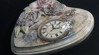 Vintage Shabby Chic Wooden Heart Tutorial - Decoupage with Clay