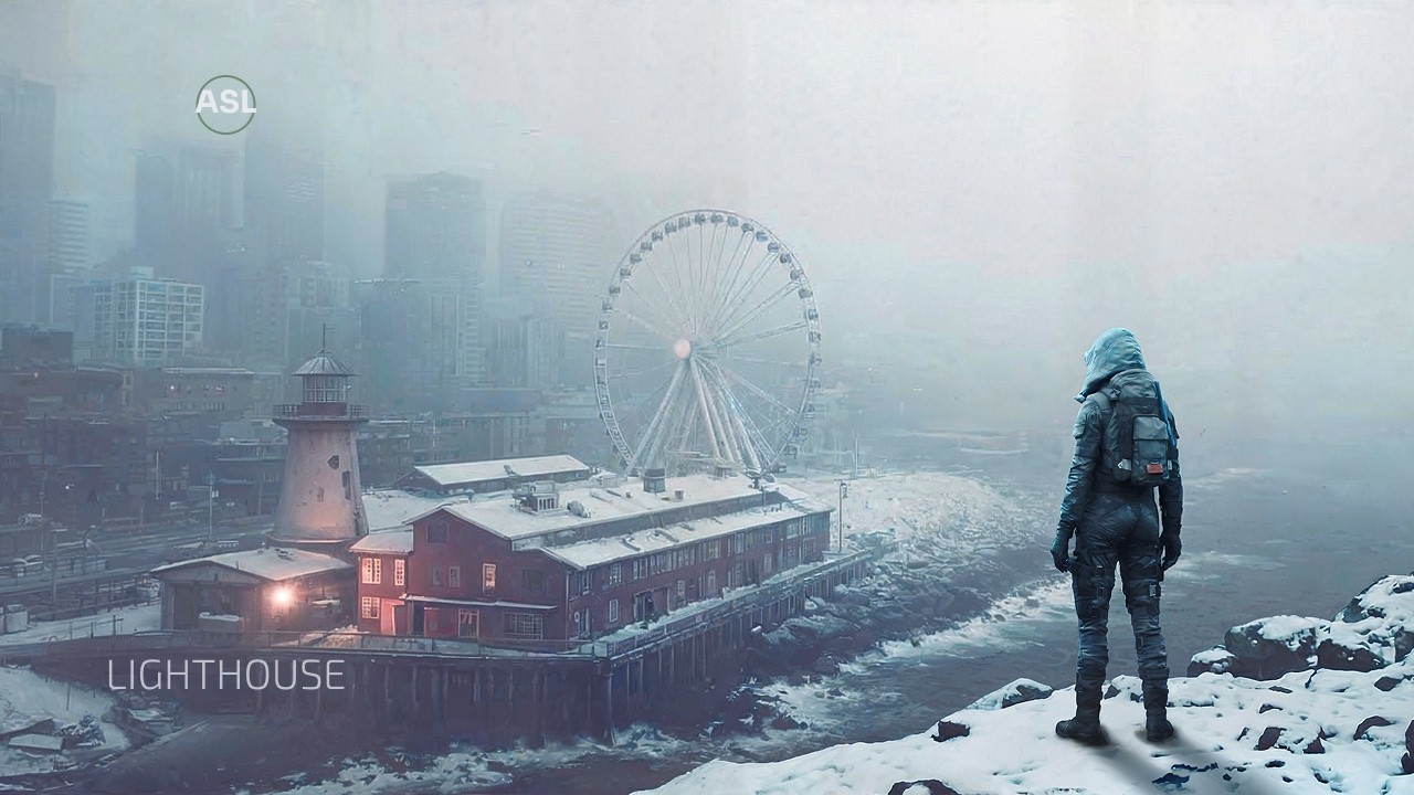 Lighthouse in Winter Fog (No Talking) | 1 Hour Ambience