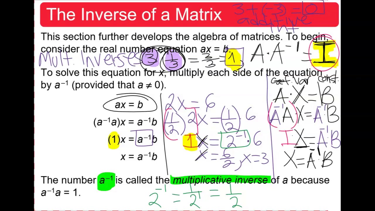 Math 1314 Section 8.3 The Inverse of a Matrix - YouTube