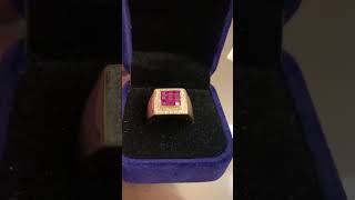 Solid 18k yellow gold ruby and diamond men’s ring @ ebay