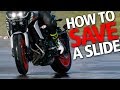 How to save a motorcycle rear wheel slide | Bike riding advice | Don't crash!