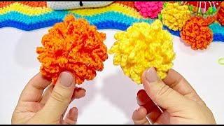 Flor Cempasúchil tejida a Crochet paso a paso