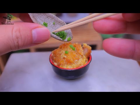 極小でも美味しそうすぎるカツ丼 | 食べられるミニチュア料理 | Miniature Hieu’s Kitchen