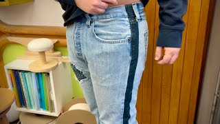 Tailoring my SUBSCRIBER&#39;S Jeans! - Inserting Denim Strip on Sides -