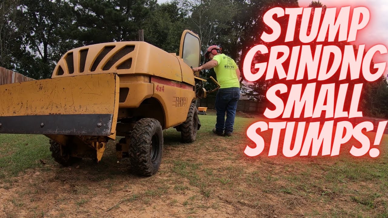 Stump Grinding Seven Stumps Using The Rayco RG50 Stump Grinder - YouTube