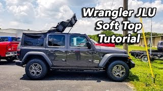 2018 Jeep Wrangler JL Unlimited Sport Soft Top Tutorial ( Lowering and Raising Sunrider and Full ) screenshot 4