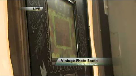 A vintage camper photo booth