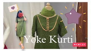 yoke kurti cutting and stitching//kurti neck design✂️✂️??