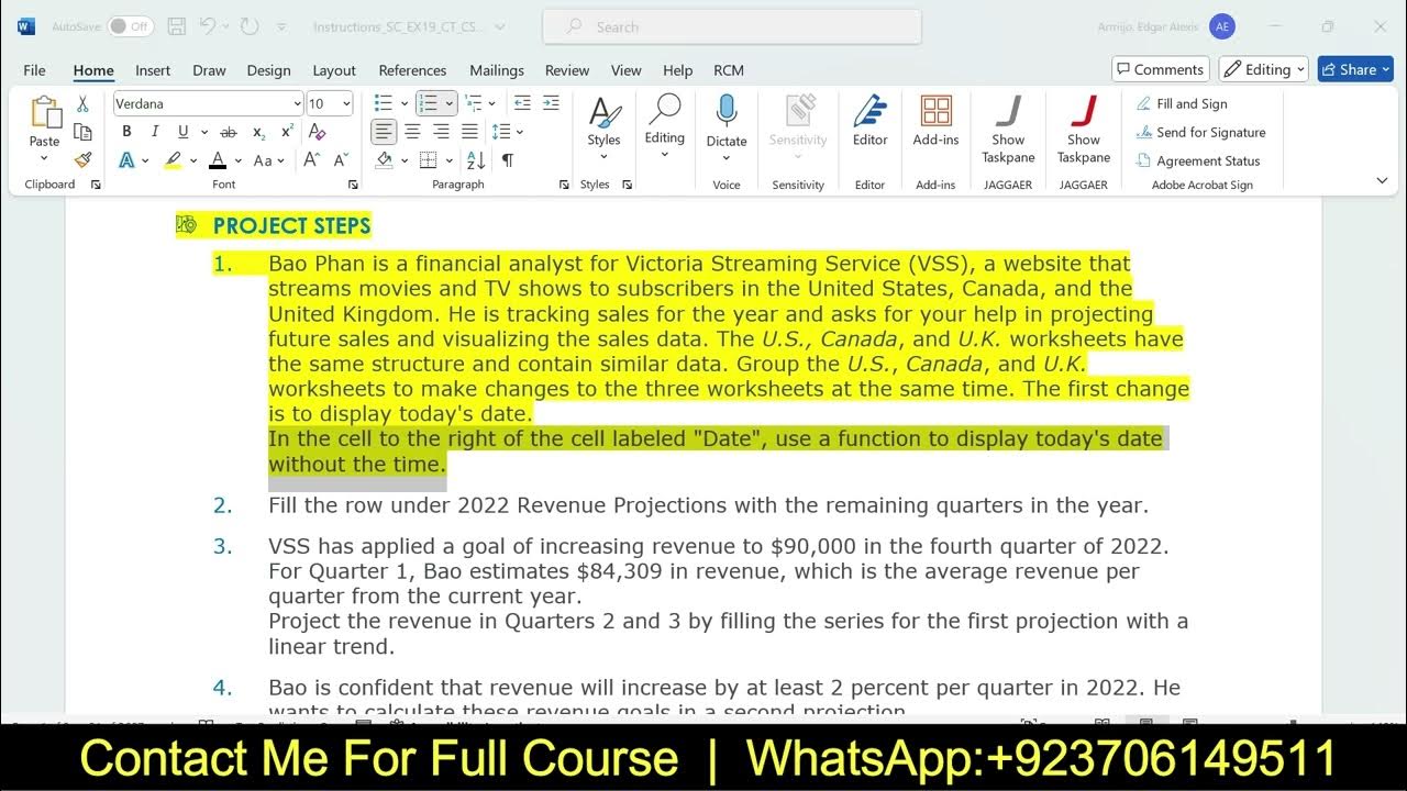 Shelly Cashman Excel 2019 | Modules 4-7: SAM Critical Thinking Capstone ...