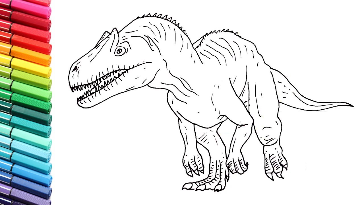 Drawing and Coloring Dinosaurs Allosaur From Jurassic World - Dino