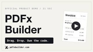PDFx Builder  Demo: Build PDFs in React, Export Code You Own