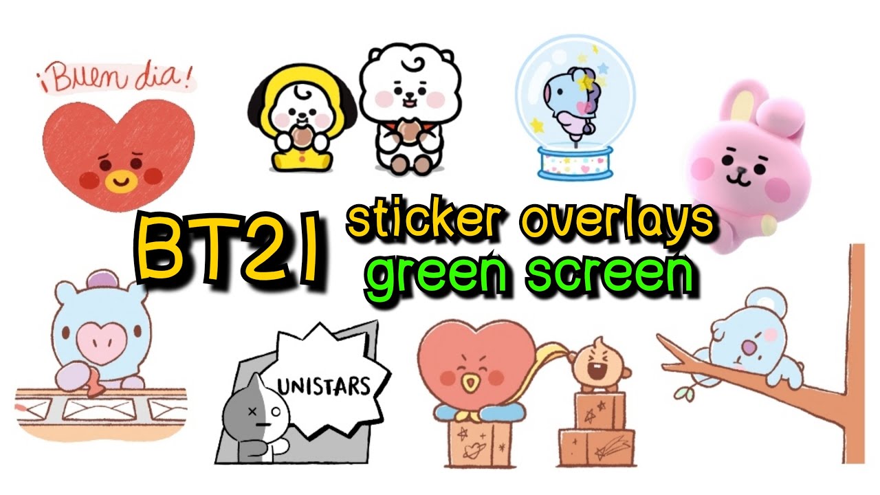 BT21 Overlay Animated stickers for Editing with Green screen ...