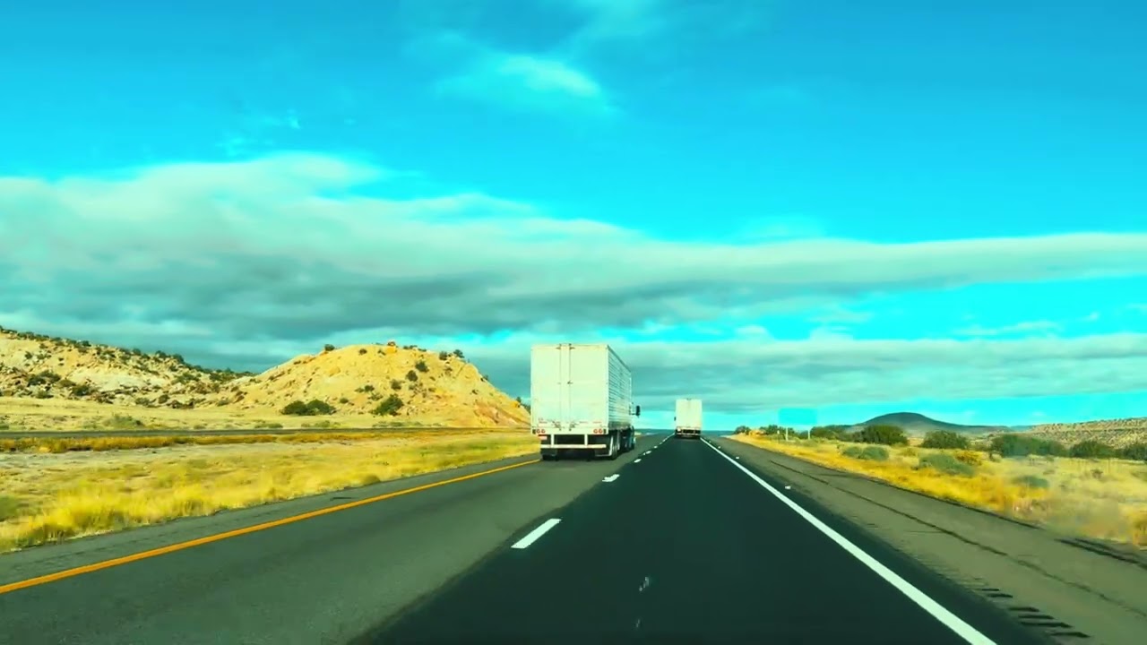Travel. Driving in the interstate freeway of Alburquerque New Mexico. Southern United States.