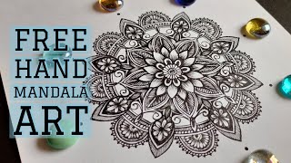 Freehand Mandala Art #1 | MANDALA ART for BEGINNERS STEP BY STEP | NO COMPASS NO PROTRACTOR MANDALA