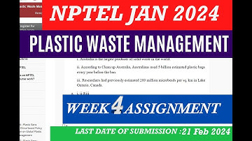 Plastic Waste Management nptel Assignment answer Week 4 II 2024 II