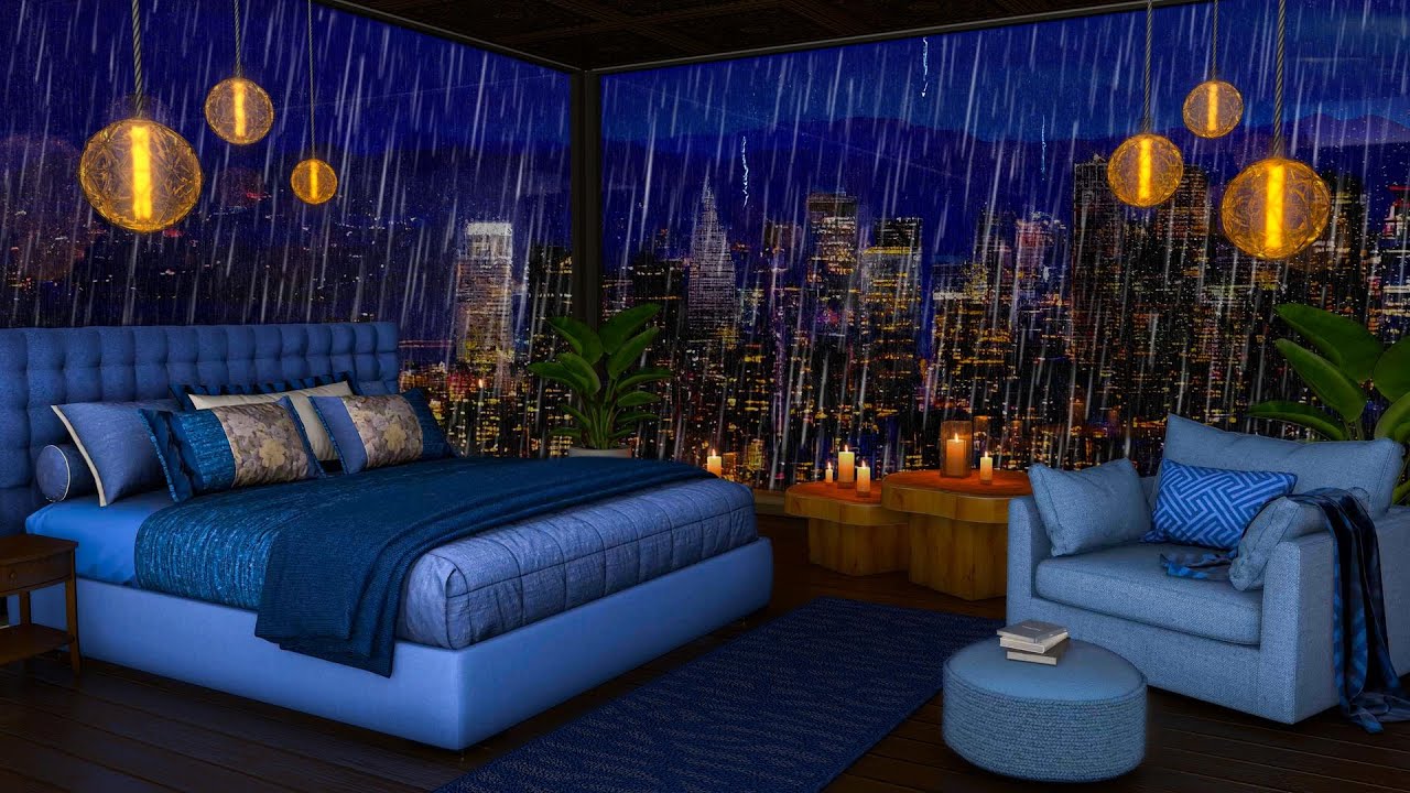 Rain Noise for Sleep in Luxury Penthouse Apartment
