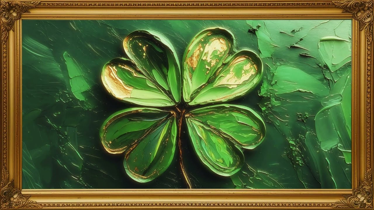 Emerald & Gold Framed Digital TV Art | A Timeless St. Patrick’s Day Screensaver | Framed 4K TV Art