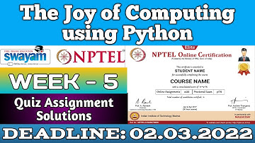 NPTEL The Joy of Computing using Python Week 5 Quiz Assignment Solutions || January 2022 || Swayam