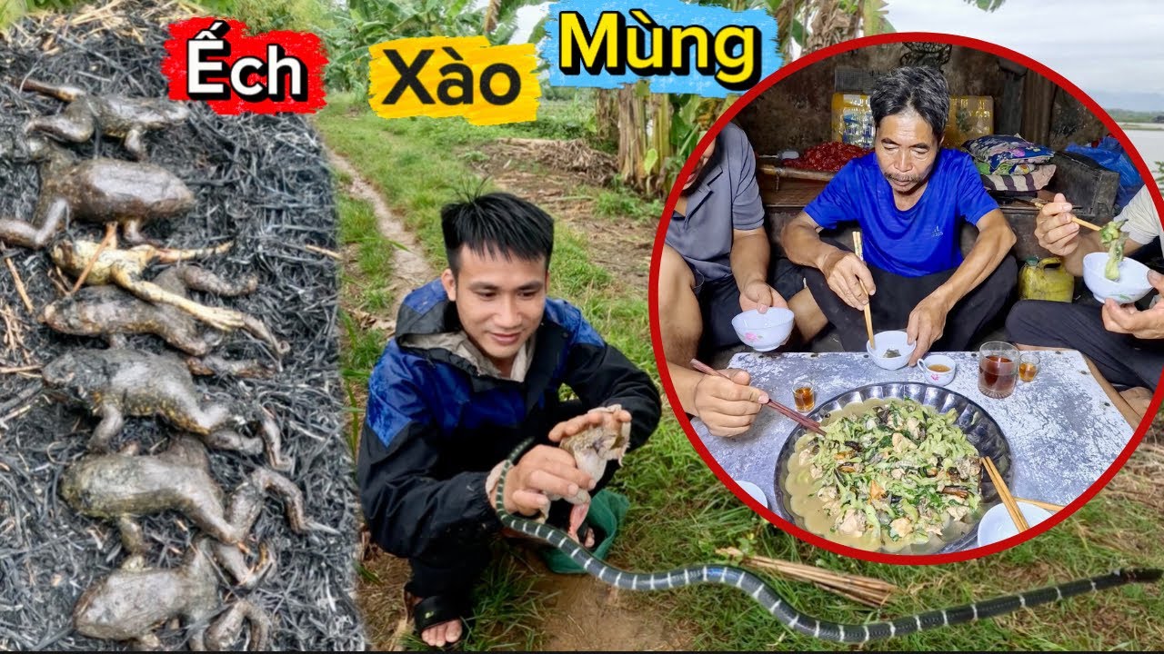 Đặt Mồi Câu Ếch Và Cái Kết Không Ngờ, Món Ếch Xào Mùng Siêu Tốn Rượu Và Đi Đào Hang Rắn