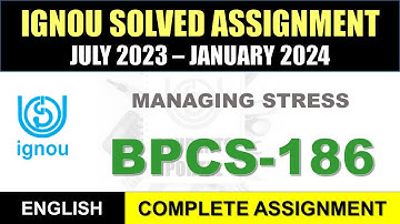 BPCS 186 Solved Assignment 2023-24 || bpcs-186 solved assignment In English || July 2023 to Jan 2024