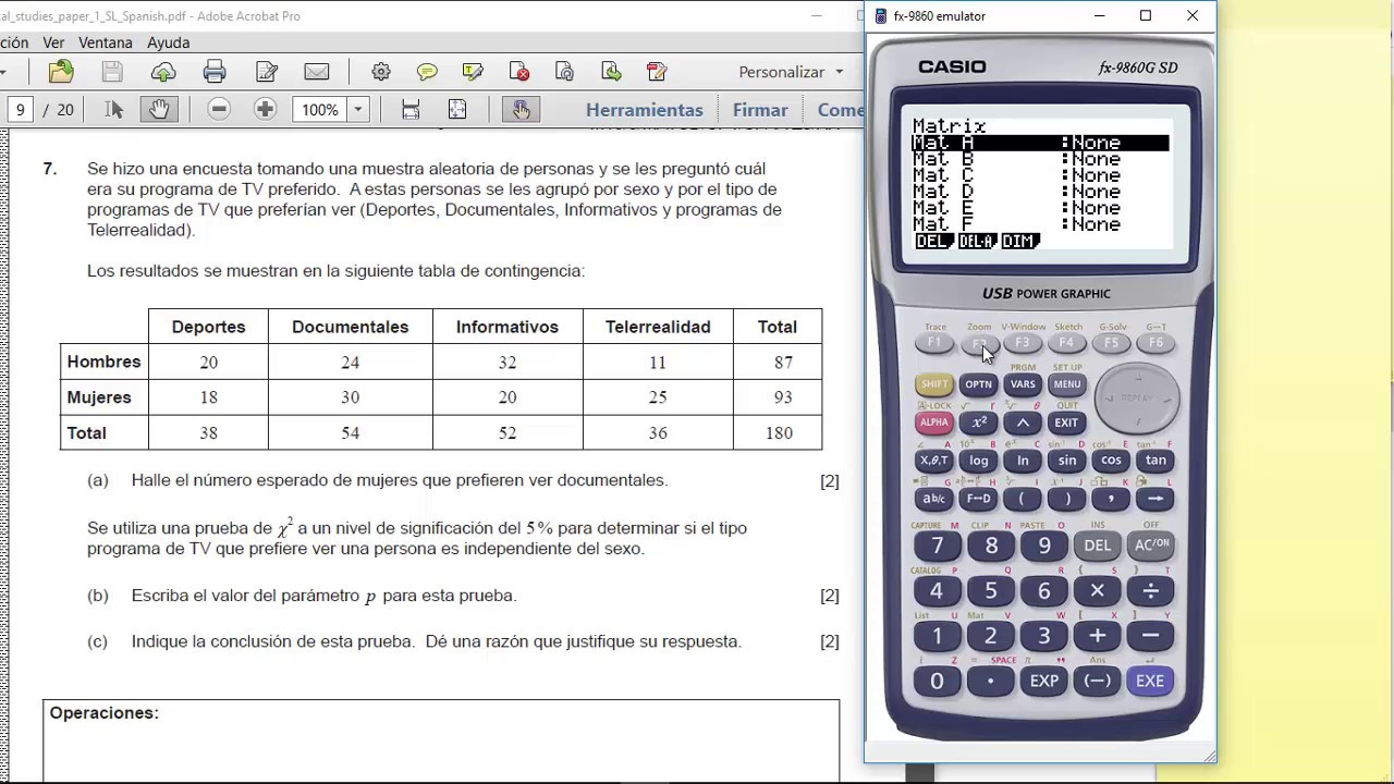 Chi Cuadrado En Calculadora De Pantalla Gr fica Ex menes IB YouTube