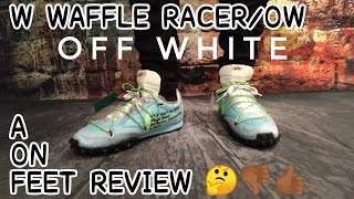 off white waffle racer on feet