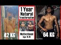 MOTIVATIONAL 1 Year Natural Skinny to Muscle Transformation Story | 15 to 16 year old (english subs)